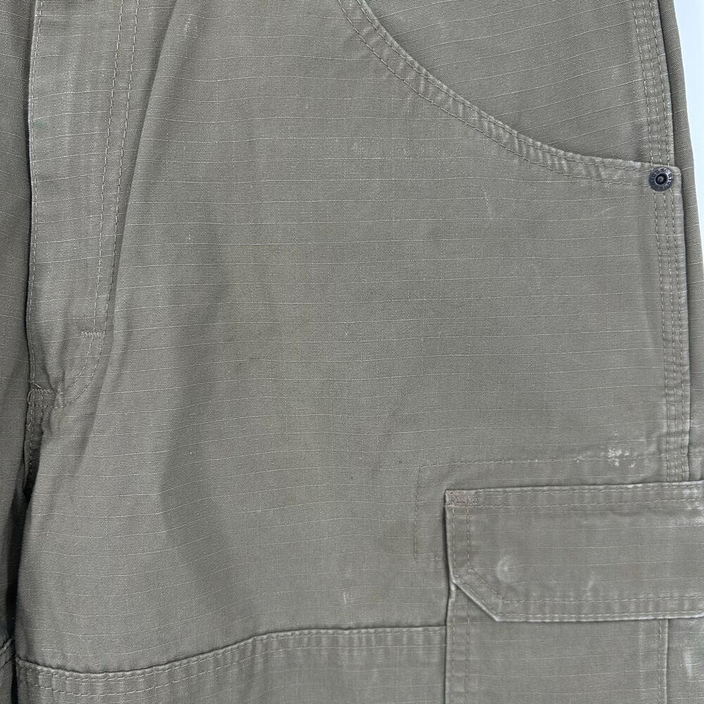 Men's Tan Wrangler Riggs Double Knee Canvas Ripstop Cargo Carpenter Pants 36x30 - Picture 5 of 10